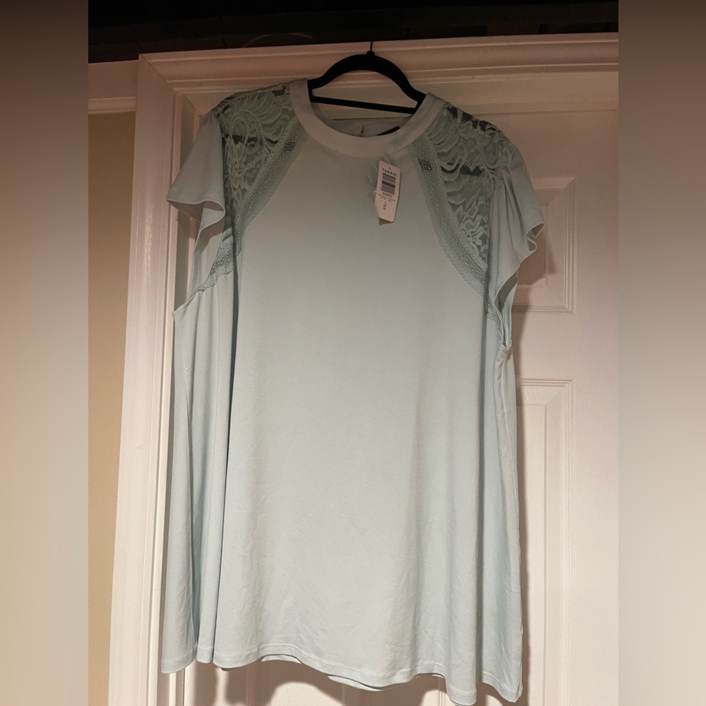 NWT Torrid Studio Crepe Jersey Mock Neck Lace Inset Top 4X - Picture 4 of 4